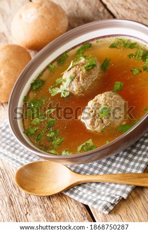 Similar – Image, Stock Photo Bavarian liver dumpling soup on wood