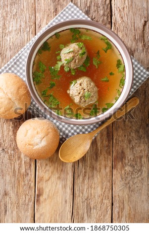 Similar – Image, Stock Photo Bavarian liver dumpling soup on wood