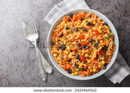 Image, Stock Photo Tasty rice with beans in bowl on table