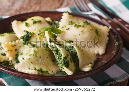 Similar – Image, Stock Photo Spinach ravioli with butter and sage