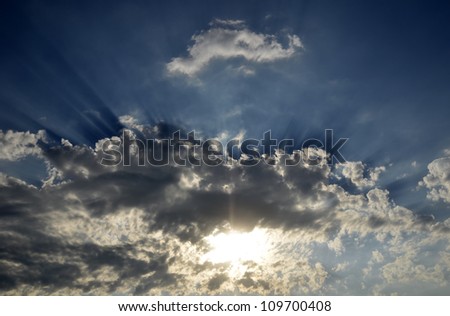 Cloudscape at dust with nice reflections of sun rays