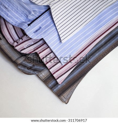 Collars of men\'s striped shirts