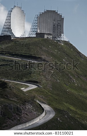 Ex Nato military post at the top of an hill, used during the cold war for communication