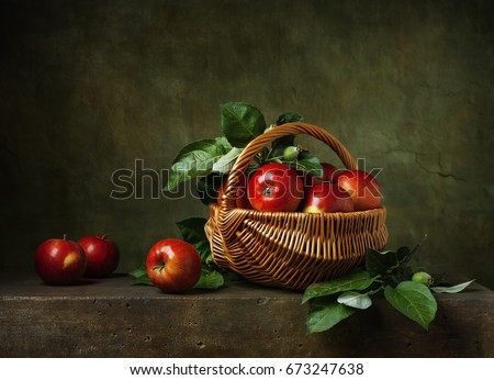 Still life with apples in a basket ストックフォト © 