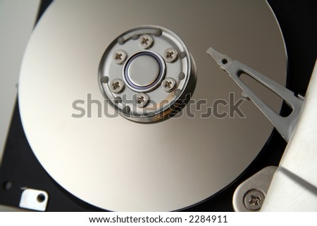 Opened Computer Hard Drive with Exposed Discs