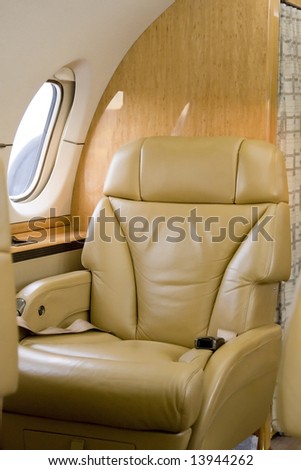 First Class Seat on Corporate Jet Waiting for a Passenger