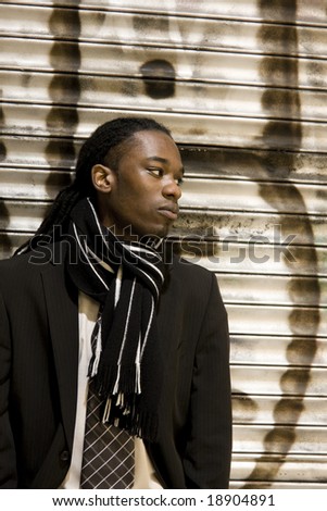 Young Urban African American Male with Stylish Suit