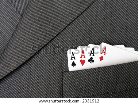 Card Suit - Four Aces, Gambling Cards In A Suit Jacket Pocket
