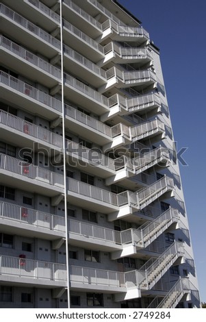 Modern Tall White Urban Residential Apartment Building In Sydney, Stairs, Staircase, Australia