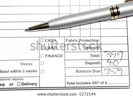 Silver Pen On Invoice Statement, Business Background