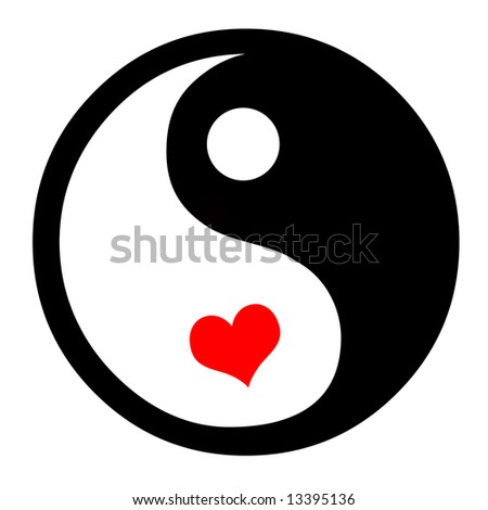 Asian Yin Yang Symbol In With Heart, White Background Stock Photo ...