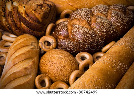 Fresh bread horizontal composition