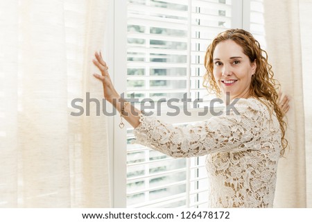 Similar – Image, Stock Photo Moved in Window Drape