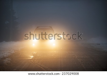 Image, Stock Photo Light in oncoming traffic … in the rain at dusk …