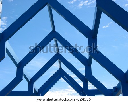 Fragment of a modern structure with blue sky
