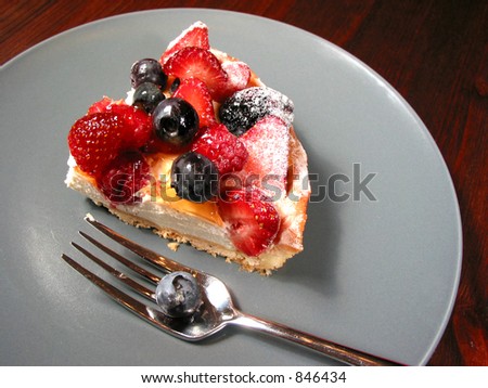 Slice of mixed berry tart on a plate