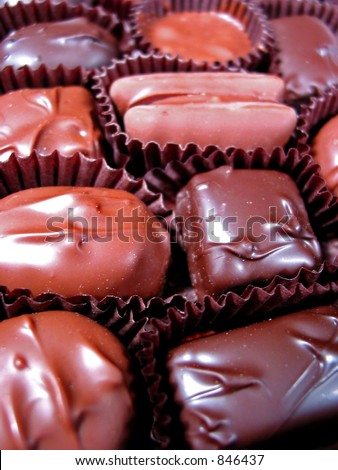 Box of chocolates, closeup