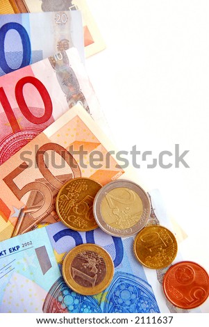 Currency of European union  bills and coins