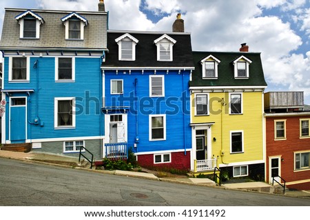 Colorful houses on hill in St. John\'s, Newfoundland, Canada