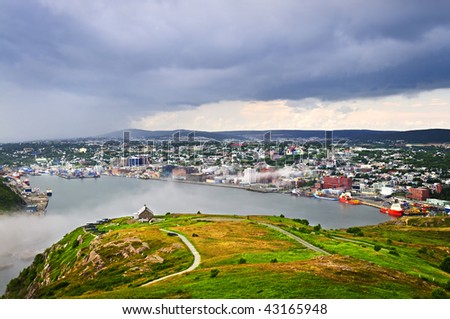 Cityscape of Saint John\'s from Signal Hill in Newfoundland Canada