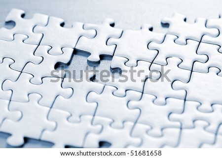 Jigsaw puzzle assembled with a piece missing