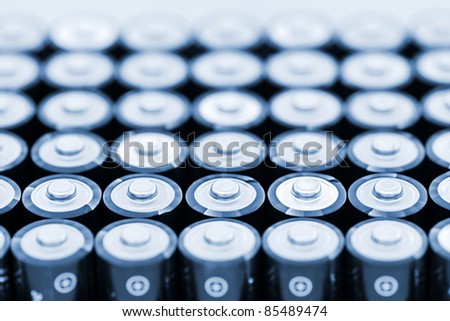 Similar – Image, Stock Photo Several new alkaline batteries in one size in rows