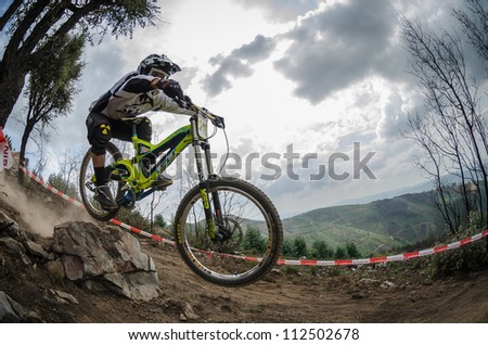 PENELA, PORTUGAL - SEPTEMBER 9: Luis Fortunato during the 6th Stage of the Taca de Portugal Downhill Vodafone on september 9, 2012 in Penela, Portugal.