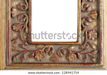 Wooden frame detail for paintings or photographs.
