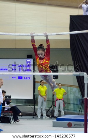ANADIA, PORTUGAL - JUNE 21: Chunsong Shang (CHN) during the Art Gymnastics FIG World Cup Challenge on june 21, 2013 in Anadia, Portugal.