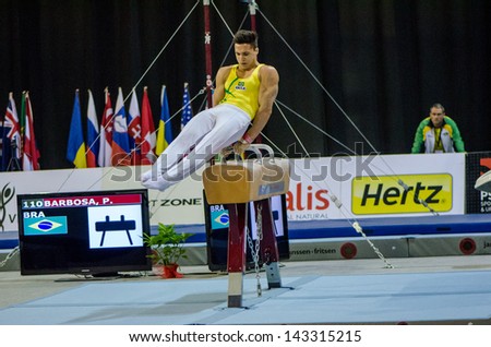 ANADIA, PORTUGAL - JUNE 21: Petrix Barbosa (BRA) during the Art Gymnastics FIG World Cup Challenge on june 21, 2013 in Anadia, Portugal.
