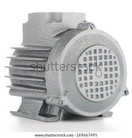 Electric motor on on white background.