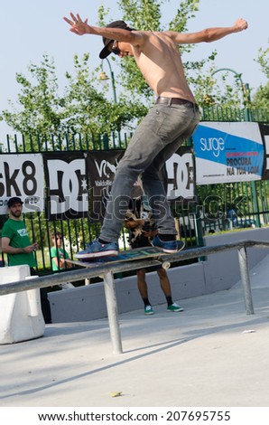 VISEU, PORTUGAL - JULY 27, 2014: Daniel Pinto during the 2nd Stage DC Skate Challenge by Fuel TV.