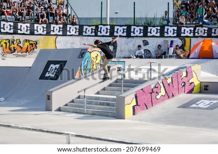 VISEU, PORTUGAL - JULY 27, 2014: Jorge Simoes during the 2nd Stage DC Skate Challenge by Fuel TV.