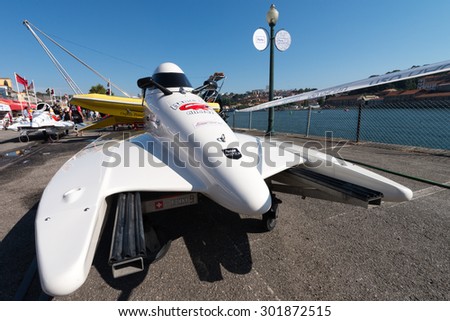 PORTO, PORTUGAL - JULY 31, 2015: Mad-Croc Baba Racing Team boat preparations during the U.I.M. F1H2O World Championship in Porto, Portugal.