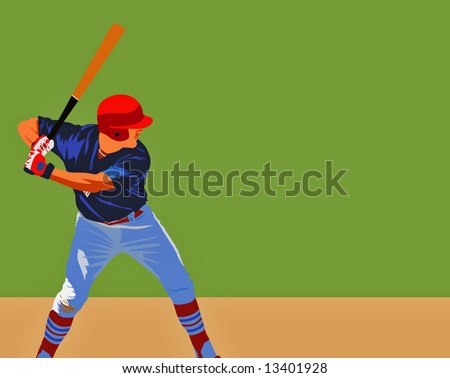 baseball batter with blue uniform as vector illustration
