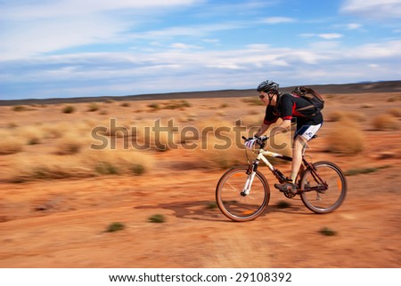 ALMATY, KAZAKHSTAN - May 1: Alexey Zatonskih  in action at Adventure mountain bike cross-country marathon in desert \