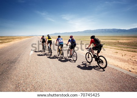 ALMATY, KAZAKHSTAN - MAY 1: Adventure mountain bike cross-country marathon in desert \