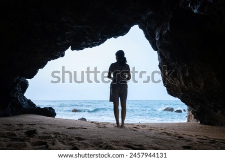 Similar – Image, Stock Photo Anonymous woman standing on embankment in evening