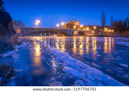 Similar – Image, Stock Photo Halle Saale at night