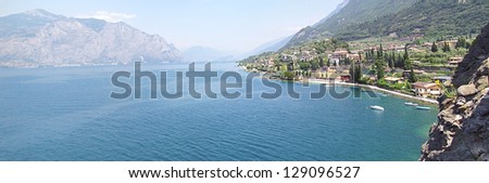 panorama of Lake Garda in summer, Italy
