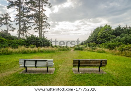 Oregon coast. Picnic bench and table.