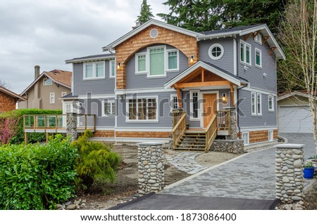 Image, Stock Photo Roof of a cottage with roof damage. Shingled with Eternit panels. Problem material asbestos.