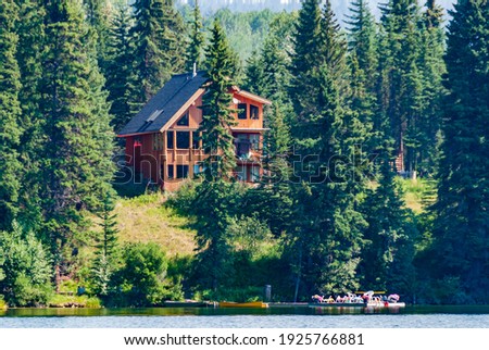 Similar – Image, Stock Photo Roof of a cottage with roof damage. Shingled with Eternit panels. Problem material asbestos.