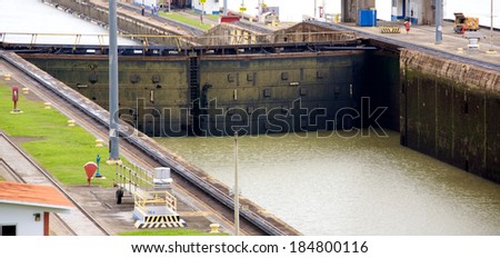 PANAMA CITY, PANAMA - JANUARY 10, 2014: The Miraflores Locks is one of three locks that form part of the Panama Canal. The Panama Canal was built in 1914 and celebrates its 100th anniversary this year
