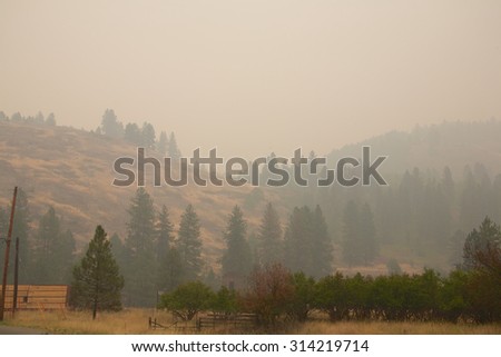 Smoke from the Stickpin forest fire from Washington State, USA, moving into British Columbia Canada.