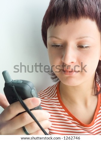 The girl with a portable radio set.