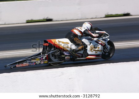 Drag bike at the 2007 Cajun nationals with the front wheel inches off the ground as it shifts gears.