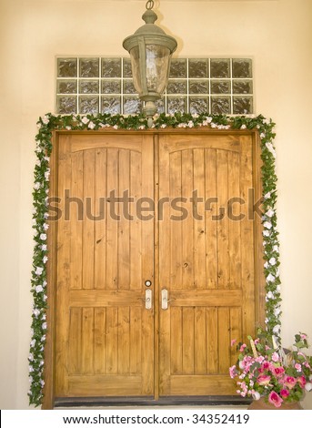 Ornate formal entry way door on an historic residence.
