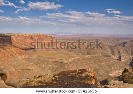 A view of the Glen Canyon National Recreation Area and Monument Valley from Muley Point, Utah.