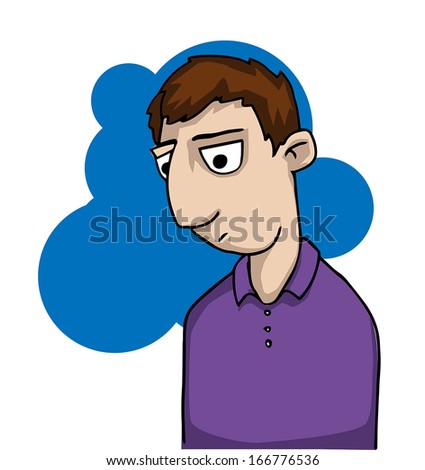 A simple cartoon male expressing emotion - sad, vector illustration